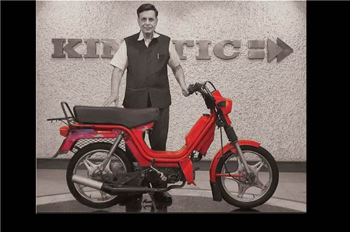 File picture of Mr Arun Firodia with the Kinetic Luna. Image courtesy: KEL.
